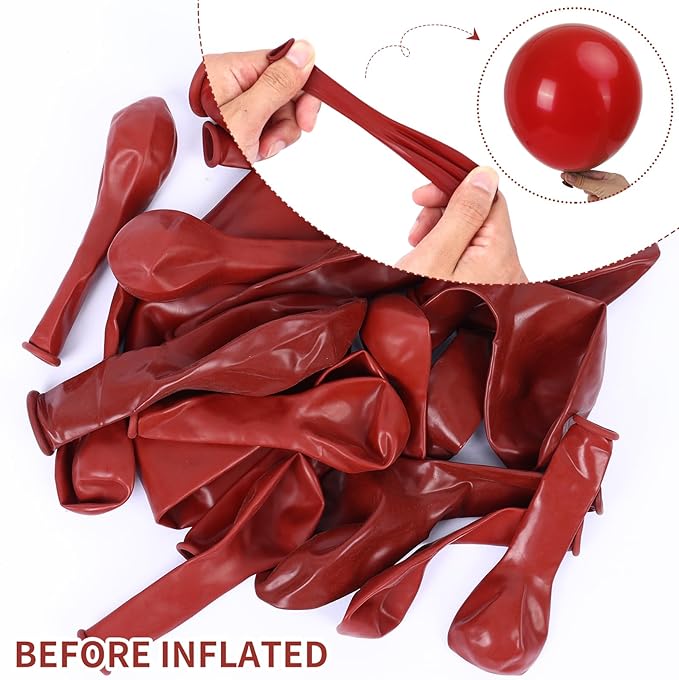 RUBFAC 129pcs Ruby Red Balloon Arch Kit, Different Sizes 18 12 10 5 Inches Cherry Red Latex Balloons for Garland Birthday Wedding Party Decoration