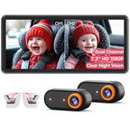 BM5PRO 7.2" 1080P HD Baby Car Camera for 2 Kids, Split Screen with IR Night Vision, Easy to Install & Adjust Brightness, Dual Car Camera Baby Monitor for Rear Seat Safety