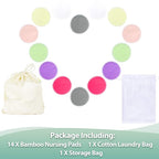 wegreeco Nursing Breast Pads (14 Pack) + Laundry Bag & Storage Bag, 2 Sizes: 3.9/4.7 inch - Washable & Reusable Breastfeeding Nursing Pads (Passion, Large, Heavy Flow Use)