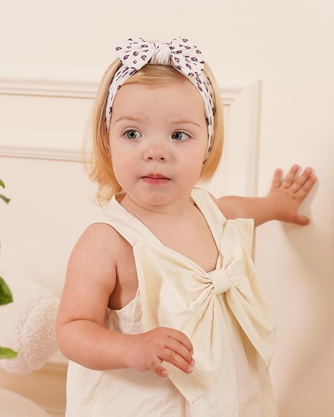 jollybows 6pcs Baby Nylon Headbands Hair Bow Elastics Hairbands Hair Accessories for Baby Girls Newborn Infant Toddlers Kids (Upgrade patterns colors)