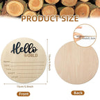 Baby Announcement Sign, 5.9 Inch Wooden Hello World Newborn Signs, Birth Announcement Sign, Baby Shower Hospital Nursery for Newborn Boys and Girls (Black)