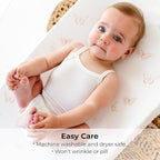 Ely’s & Co. Changing Pad Cover, Diaper Changing Table Sheets, 2 Pack, Cradle Sheet Set for Baby Girls, 100% Jersey Knit Cotton, 32”x16”x5” Pink Butterfly + Stripe Collection