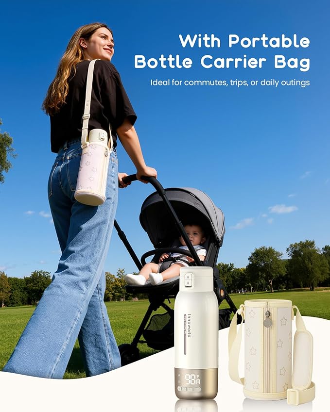 Portable Bottle Warmer for Travel, 20 oz Large Capacity Bottle Warmer On The Go, 10400mAh Long-Lasting Battery&Super Fast Charging in 2.5 Hours, Fast Heating for Breastmilk, Formula, Water
