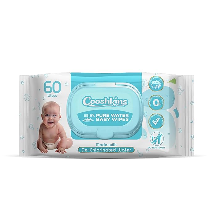 De-Chlorinated Pure Water Baby Wipes | Soft & Thick 60 Count (Pack of 1) Gentle Unscented Wipes for Sensitive Skin | 99.9% Pure Water Based | Alcohol-Free, Paraben-Free