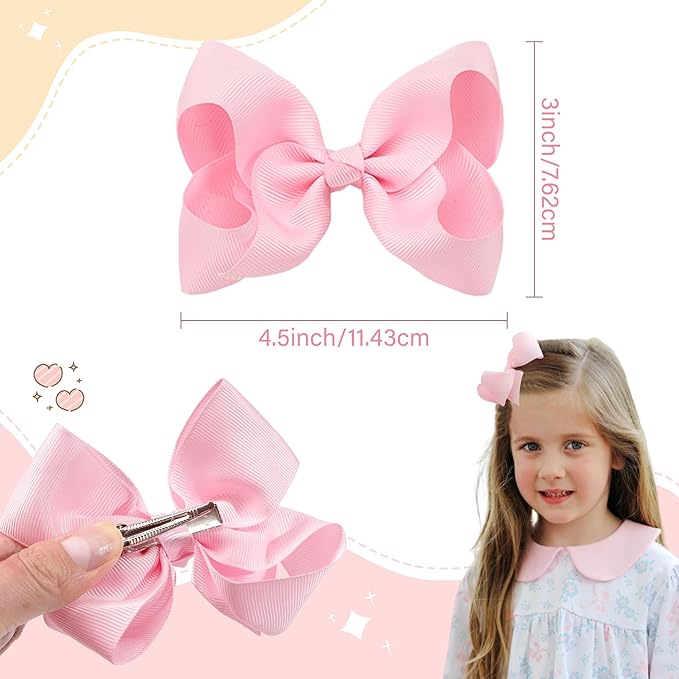 CÉLLOT 40 Pcs 4.5 Inch Hair Bows for Girls Clips Grosgrain Ribbon Boutique Hair Bow Alligator Clips For Girls Teens Toddlers Kids(Rainbow Colors)
