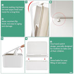 Diaper Wipes Dispenser Wipes Holder, Wipes Tissue Case Keeps Wipes Fresh Tissue Wipes Container with Lid (White)