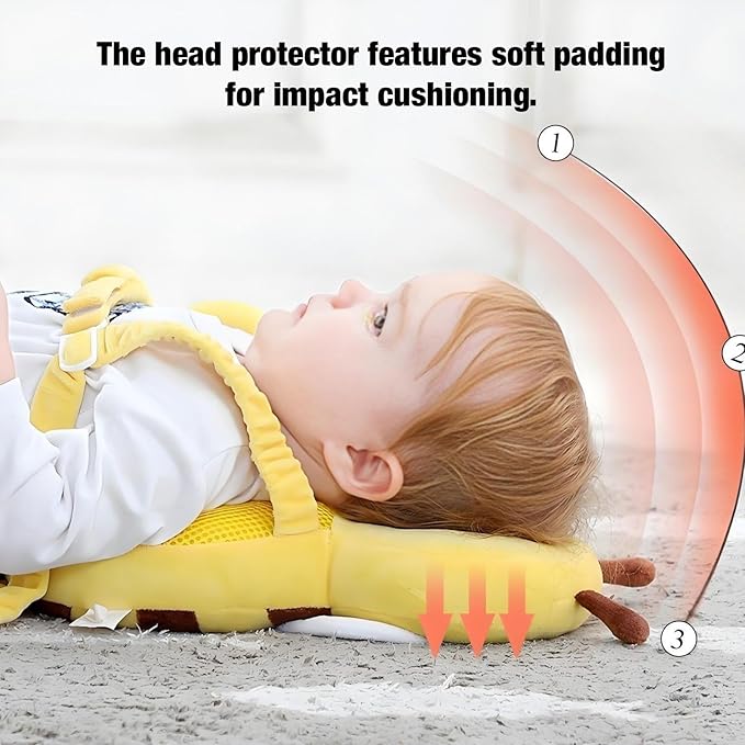 PandaEar Baby Head Protection Backpack, Toddler Walking Head Protector, Adjustable Head Protector Pad Safety Cushion (Yellow)