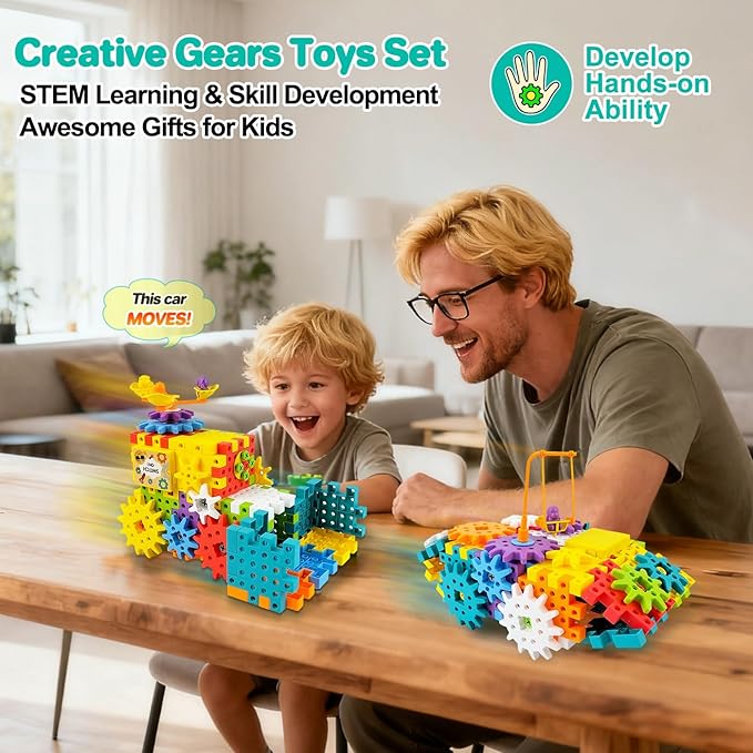 248PCS STEM Building Toys, Electric Gear Building Blocks Toys Set with Drill, Montessori Toddler Screw Toy, Kids Tool Set Construction Toy for Boys Girls Ages 4-8