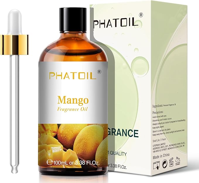 PHATOIL 3.38FL.OZ Mango Fragrance Oils for Aromatherapy, Essential Oils for Diffusers for Home, Perfect for Diffuser, Yoga, Skin Care, DIY Candle and Soap Making - 100ml