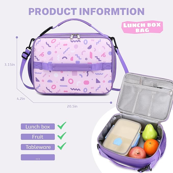 mygreen 3PCS Kids Backpack Set - Waterproof Bookbag with Lunch Box for Girls Ages 3-12, Adorable Cartoon Prints for School & Outdoor Use Green Mermaid