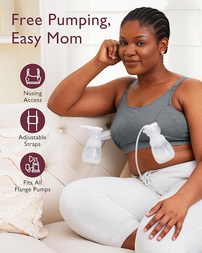 Momcozy Hands Free Pumping Bra, Adjustable Breast-Pumps Holding and Nursing Bra, Pumping & Nursing Bra in One