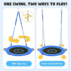 Hapfan 40" Saucer Tree Swing for Kids and Adults, Disc Round Swing for Kids Outdoor with Swivel, UV-Resistant Textilene Fabric, 700 lb Weight Capacity, 9.8 FT Hanging Straps, 2-Year Warranty (Blue)
