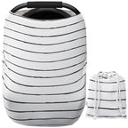 Car Seat Cover Baby – Multi-use Nursing Cover-Up for Breastfeeding, Carseat Canopy Cover, Stretchy Infant Stroller Covers for Boys and Girls (White with Black Stripes)