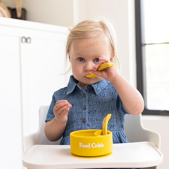 Bella Tunno Silicone Suction Bowl & Spoons for Toddlers & Babies, Food Grade BPA Free Silicone, Non Slip Base, Microwave & Dishwasher Safe, Ideal Baby-Led Weaning Bowl, Miss Mess/Love First Bite