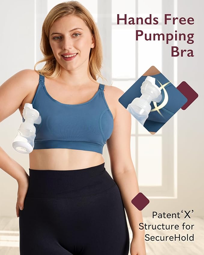 Momcozy Hands Free Pumping Bra, Adjustable Breast-Pumps Holding and Nursing Bra, Pumping & Nursing Bra in One