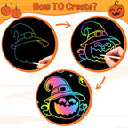 ZMLM Rainbow Scratch Party Favors Kids: Birthday Gifts Toy Bulk Scratch Art Notebook 24 Pack Birthday Goodie Bags Stuffers Girls Boys Art Craft Pad Classroom Prizes School Teacher Supplies (Halloween)