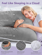 Meiz Pregnancy Pillow, U Shaped Pregnancy Body Pillow with Zipper Removable Cover (Gray- Velvet)