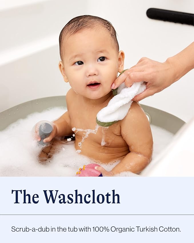 Lalo Baby Washcloths 3-Pack - 100% Organic Cotton, Soft & Absorbent, Gentle on Sensitive Skin, Machine Washable Soft Kids Washcloths - Blueberry