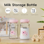 YOHKOH Glass Breast Milk Storage Bottles - 100% Leak-Proof, BPA-Free Breastmilk Storage Containers, Freezer & Dishwasher Safe, Ideal for Nursing Mothers (Red, 5.4oz (Pack of 4))
