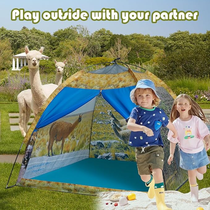 Kids' Alpaca Tent - Fun Pop-Up Playhouse for Boys and Girls - Easy Setup, Indoor/Outdoor Adventure Tent - 47" x 47" x 43"