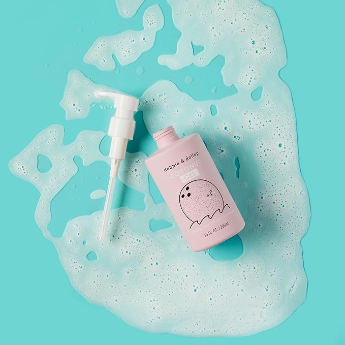 Dabble & Dollop Beachy Bundle, Natural Bubble Bath, Body Wash, Shampoo for Kids, Paraben & Sulfate Free, Vegan, Gluten-Free, Tear-Free, Honeydew Melon, Vanilla & Coconut (Set of 3)