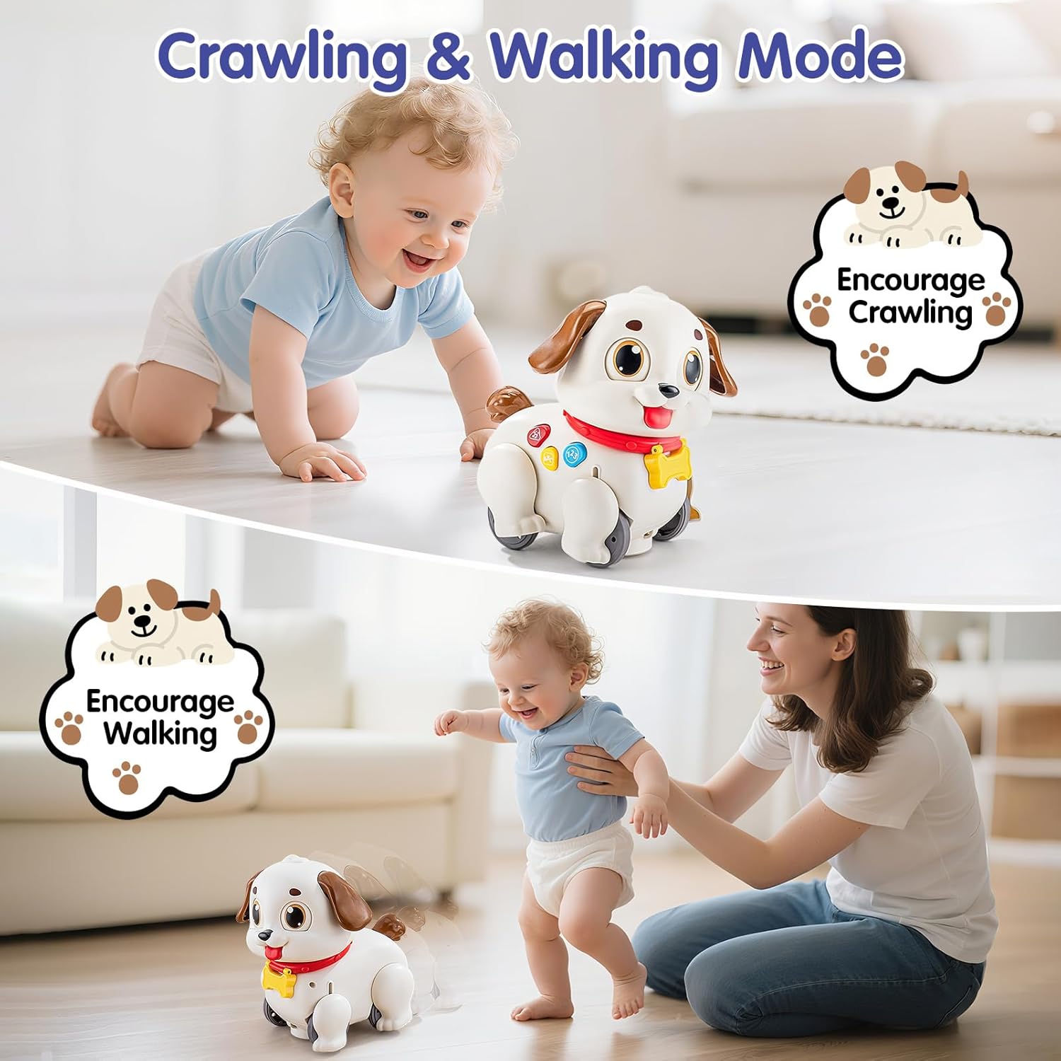 HOLA Baby Toys 6-12 Months Musical Dancing Puppy Tummy Time Toy, Toddler Learning Toys for 1 Year Old Girl Boy, 1st Birthday Gift for Boys & Girls Christmas Stocking Stuffers