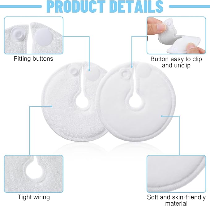 Tondiamo 28 Packs Soft g Tube Pads Holder Abdominal Feeding g Tube Button Cotton Pads Covers for Nursing Care(White)