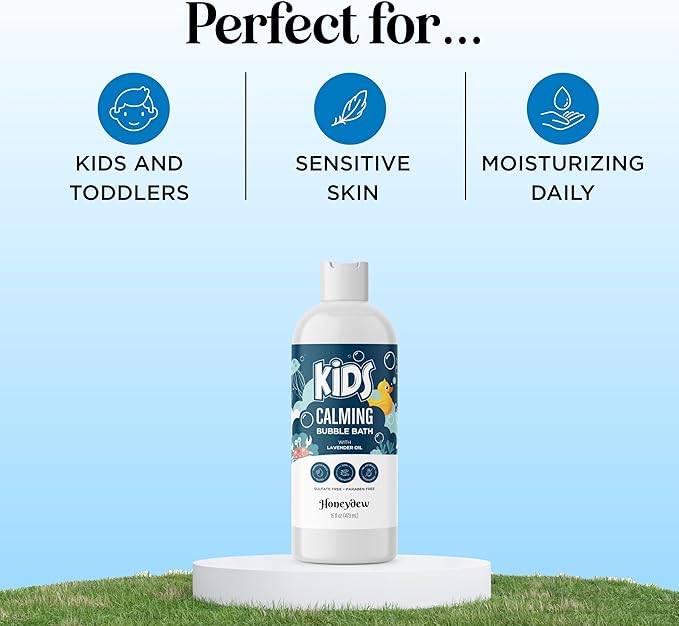 Lavender Bubble Bath for Kids with Aloe - Sudsy Baby and Kids Bath Wash with Relaxing Lavender Oil and Nourishing Barley Seed Extract Enriched with Aloe Vera - Sulfate and Paraben Free (16 Fl Oz)