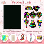 Rainbow Scratch Paper Art for Kids: 60PCS Magic Arts Crafts Gifts Toys for Girls Boys Ages 4 5 6 7 8 9 Games Activities for Birthday Family Valentines Christmas Stocking Stuffers Easter
