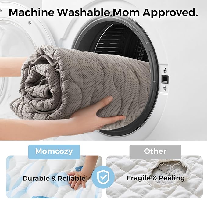 Momcozy Baby Play Mat for Floor, 50x50 Thickened Playpen Mat, Playmate for Baby Tummy Time, Waterproof & Non-Slip, Foldable Outdoor Mat with Carrying Handle, Ocean Theam