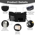 Accmor Universal Stroller Organizer with Insulated Cup Holder, Stroller Caddy Bag Accessories, Stroller Cup Holder Organizer for Uppababy Baby Jogger Britax Stroller, Black