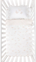 Ely's & Co. Crib Bedding Set for Girls, Toddler Bedding Set, 5 Piece Set - 2 Fitted Crib Sheets/Toddler Bed Sheets, Quilted Comforter and Decorative Pillow with Insert, Butterfly + Stripe Collection