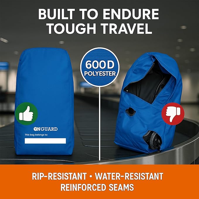 ONGUARD Waterproof Single and Double Stroller Bag for Airplane - Travel Stroller Cover for Air Travel and Storage - Gate Check Bag Backpack- Baby Airplane Essentials - Blue