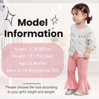 2 Pack Toddler Baby Girl Pants Flare Leggings Ribbed Knit Newborn Bell Bottoms Solid Ruffle Infant Pants for Girls