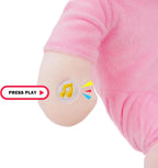 June Garden 12" Musical Sweet Dolly Dinopuff - Interactive Stuffed Ultra Soft Talking Baby Doll for Birth and Up - Removable Pink Dinosaur Outfit