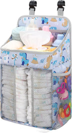 Accmor Hanging Baby Diaper Caddy Organizer, Diaper Stacker, Baby Crib Hanging Classified Storage Bag Organizer for Changing Table, Crib, Playard or Wall & Nursery Organization, White