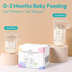NCVI 4+7 oz Breastmilk Storage Bag Freezer for 0-3 Months, Breast Milk Feeding Bag with Temp-Sensing, Doubled-Sealed, Self Standing, Easy Pour Spout, BPA-Free, 4oz(70count)+7oz(30count)