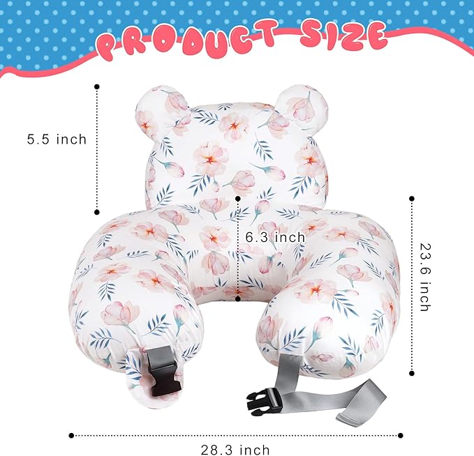 Nursing Pillow for Breastfeeding, Breastfeeding Essentials for Newborn, More Support for Mom and Baby, with Adjustable Waist Strap and Removable Cotton Cover (Black)