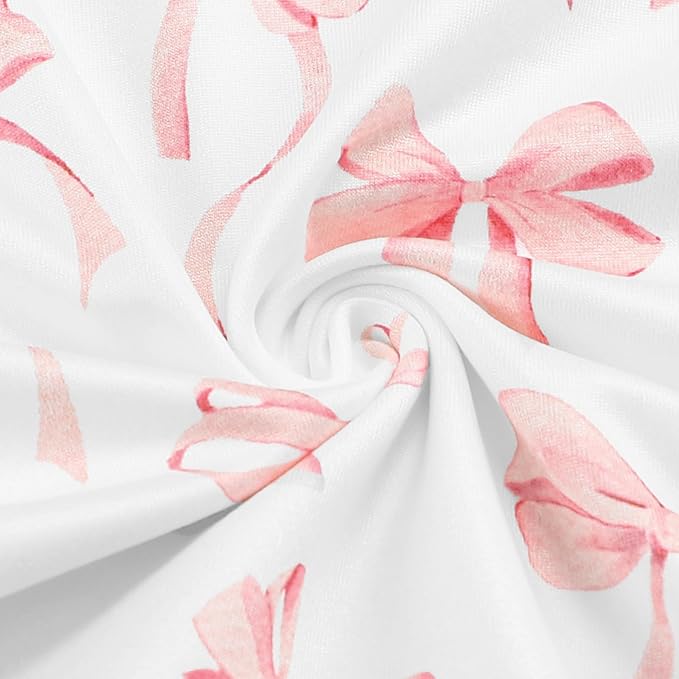 Nursing Pillow Cover, Removable Nursing Covers for Breastfeeding Pillows, Stretchy and Soft Fit for Baby Girls Boys Newborn, Pink Bow(Only Cover)