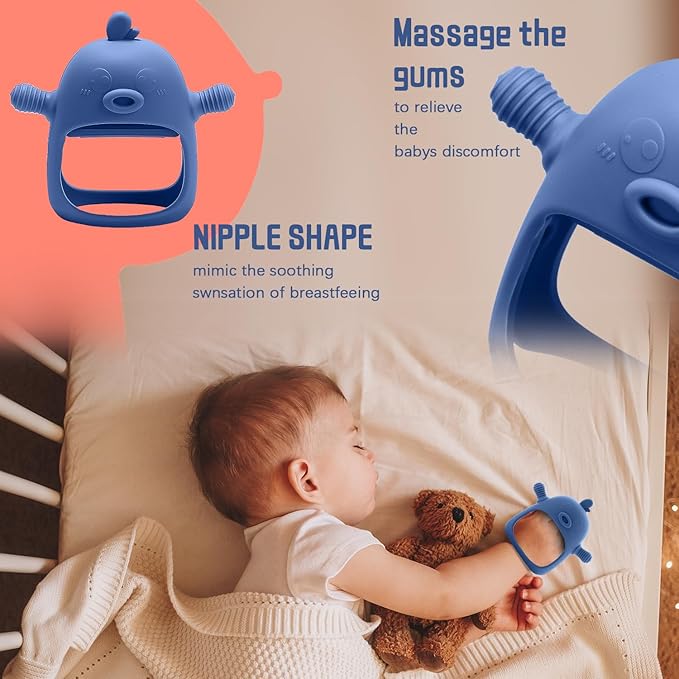 Baby Fruit Feeder & Breastmilk Popsicle Mold Set – 3 Pack Silicone Teething Relief Kit with Food Feeder Pacifier, Freezer Tray with Lid & Baby Teether Toy (Steel Blue)