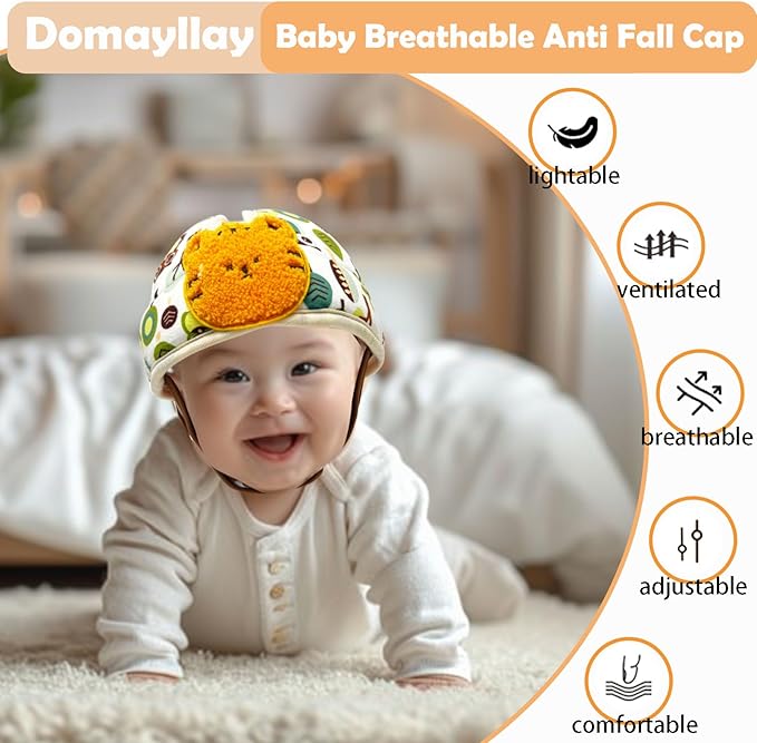 Baby Helmet for Crawing Walking,Soft Infant Safety Helmet,Baby Helmet 1-2 Years for Anti-Fall Head Protector,Adjustable, Breathable