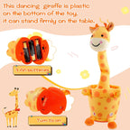 Dancing Talking Giraffe Toy, Stuffed Animal Baby Toy Repeating What You Say, Glowing Musical Electronic Giraffe Gifts for Toddlers 1-3 Years Old (Smiling Giraffe)