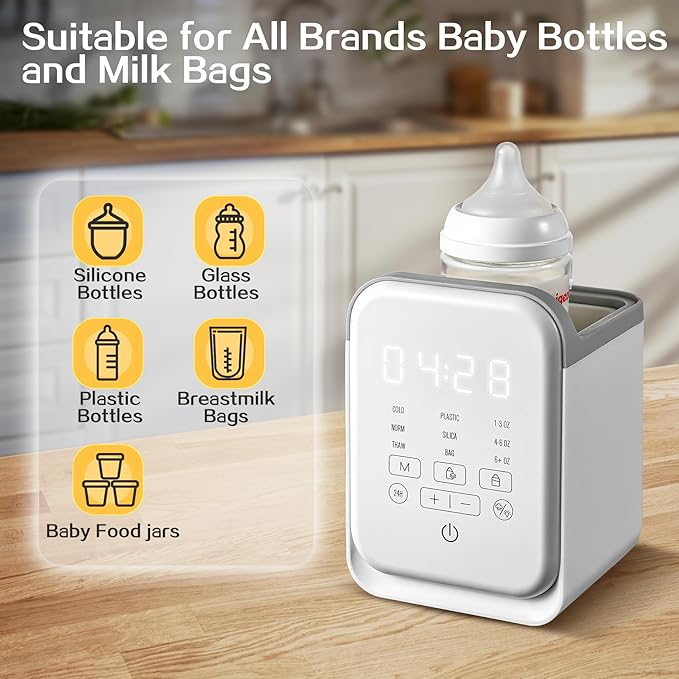 Bottle Warmer, 10-in-1 Fast Baby Bottle Warmer for Breastmilk & Formula, Baby Milk Warmer with Smart Temp Control and Night Light, Bottle Warmers for All Bottles