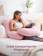 Momcozy Pregnancy Pillows for Sleeping, U Shaped Full Body Maternity Pillow for Side Sleeping - Support for Back, Legs, Belly, HIPS, 57 Inch, Pink