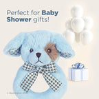 Bearington Baby Lil' Waggles, 5.5 Inch Blue Puppy Dog Plush Stuffed Animal, Soft Baby Boy Rattle - Newborn Boy Toys - Newborn Rattle