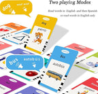Spanish & English Talking Flash Cards for Toddlers 1 2 3 4 5 6, Audible Toys for Kids to Learn Spanish - 258 Cards and 516 Words(Pink)