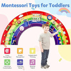 Activity Wall Busy Board for Toddlers: Montessori Sensory Toys- Sensory Wall Panel for Kids Playroom Daycare Learning Center Rainbow