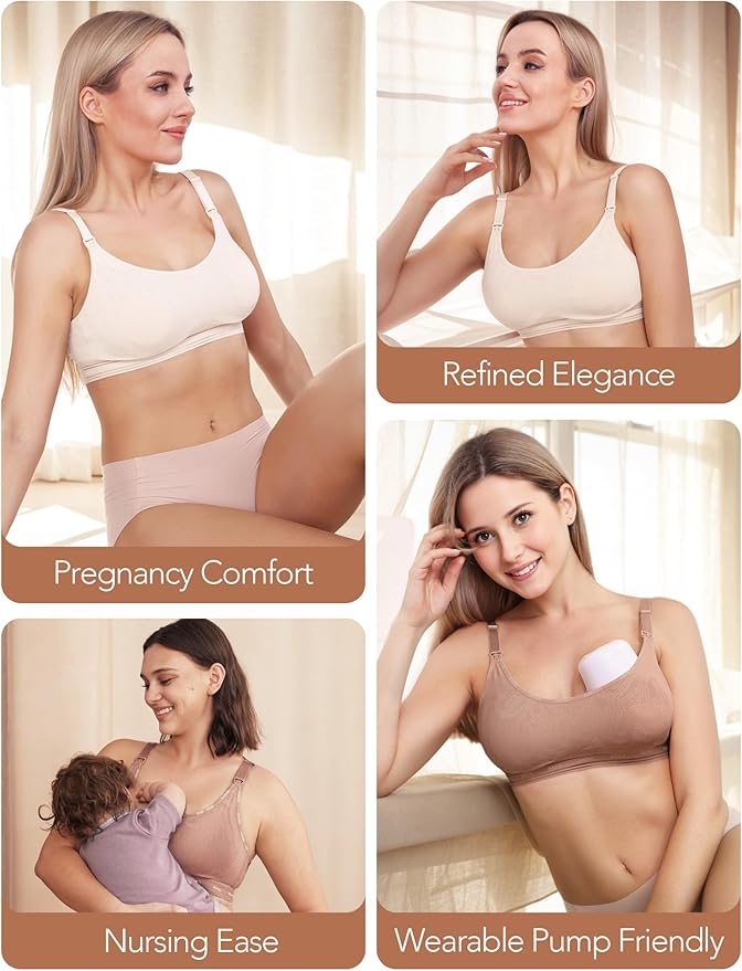 HOFISH Lace Nursing Bras for Breastfeeding, Thin and Breathable Nipple Pad Maternity Bra for Pregnancy