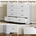 8-Drawer Dresser for Bedroom, Modern Wooden Chest of Drawers with Metal Handles, Anti-Tipping Design, Sturdy and Stable Storage Organizer for Living Room, Entryway, Home Office, Standard