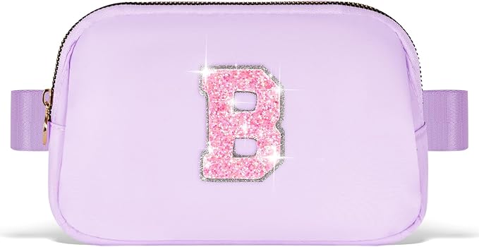 Bridesmaid Gifts - Wedding Day Proposal, Bridal Shower, Maid of Honor Gifts | Lavender, Initial B Fanny Pack Belt Bag Crossbody Bag
